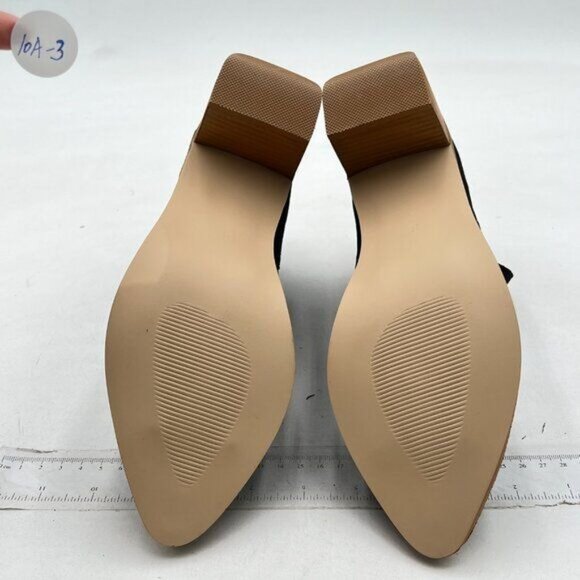 Women's Ankle Boots Slip on Cutout Pointed Toe Chunky Stacked Mid Heel Black - Picture 6 of 6